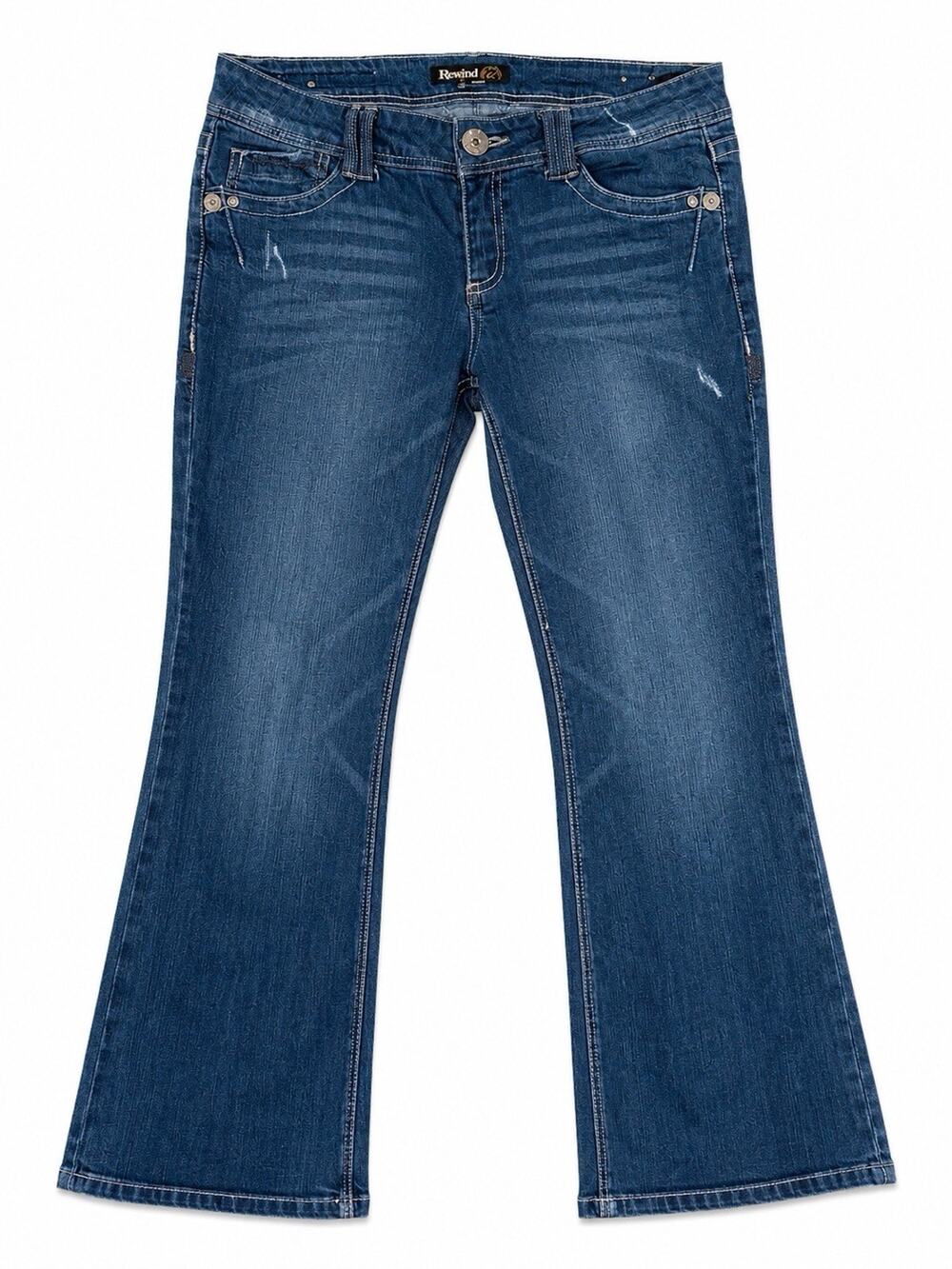 Rewind Women’s Bootcut Jeans Size 15 Medium Wash Embellished Pocket Stretch